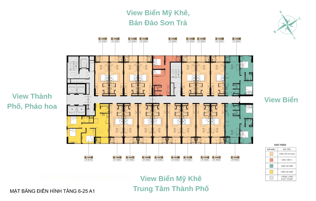 Layout tầng căn hộ Sun Costa Residence Vương Thừa Vũ Sun Group – Block A1