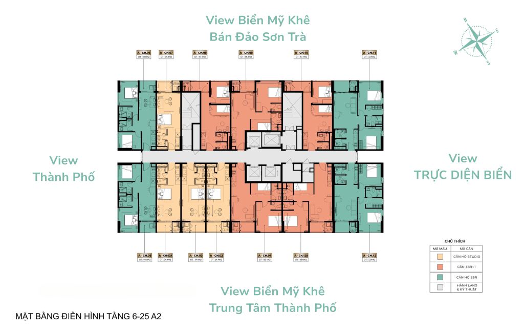 Layout tầng căn hộ Sun Costa Residence Sun Group – Block A2